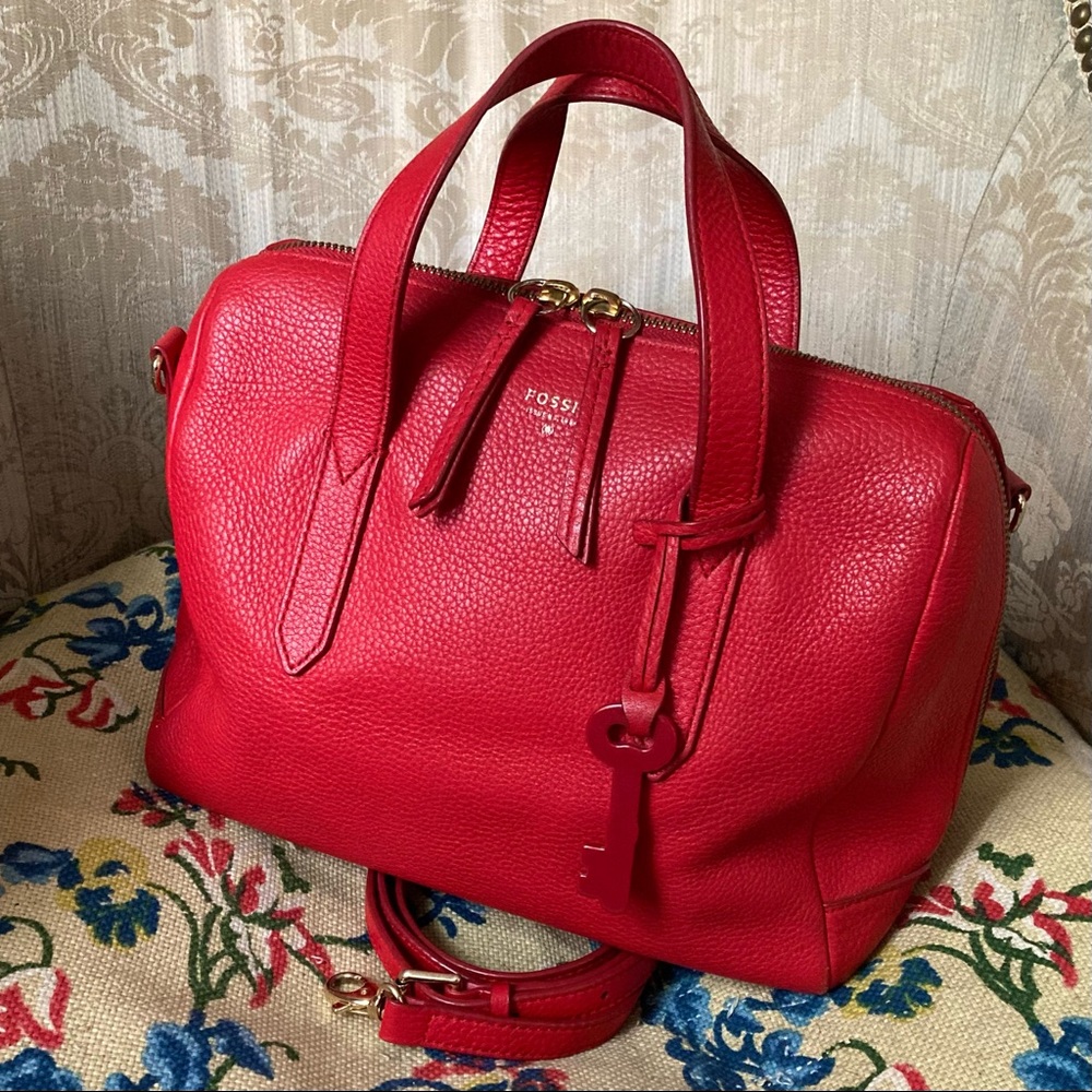 Fossil Sydney Satchel Original Handbag Crossbody Red